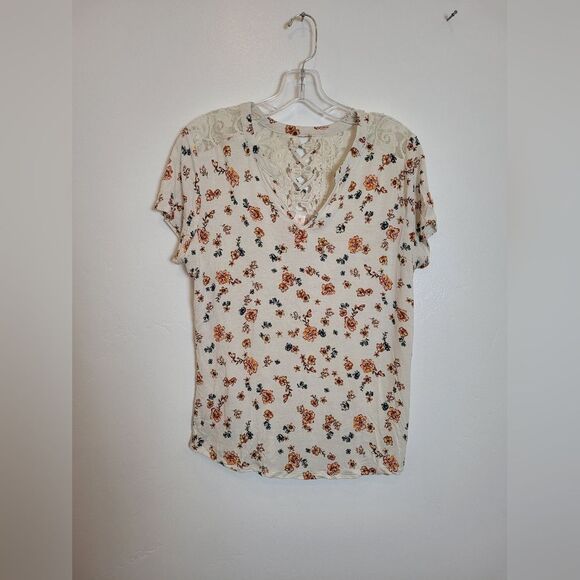 Floral Corset Pullover Blouse Lace Indie Festival Bohemian Summer Junior's XL - Picture 5 of 9